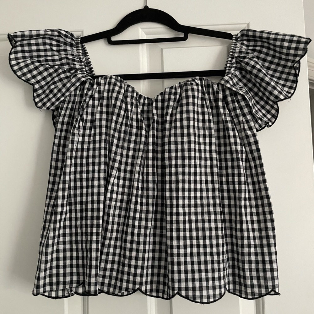 Black and white gingham off the shoulder corset!